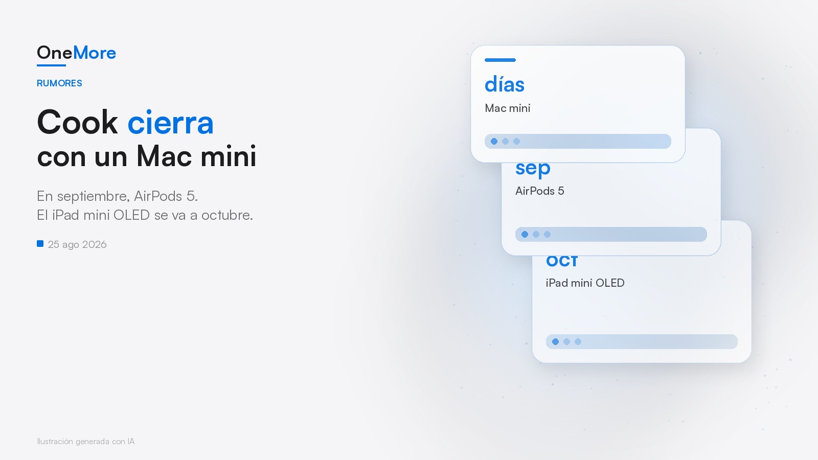 Cook cierra con un Mac mini; AirPods 5 en septiembre; el OLED, a octubre
