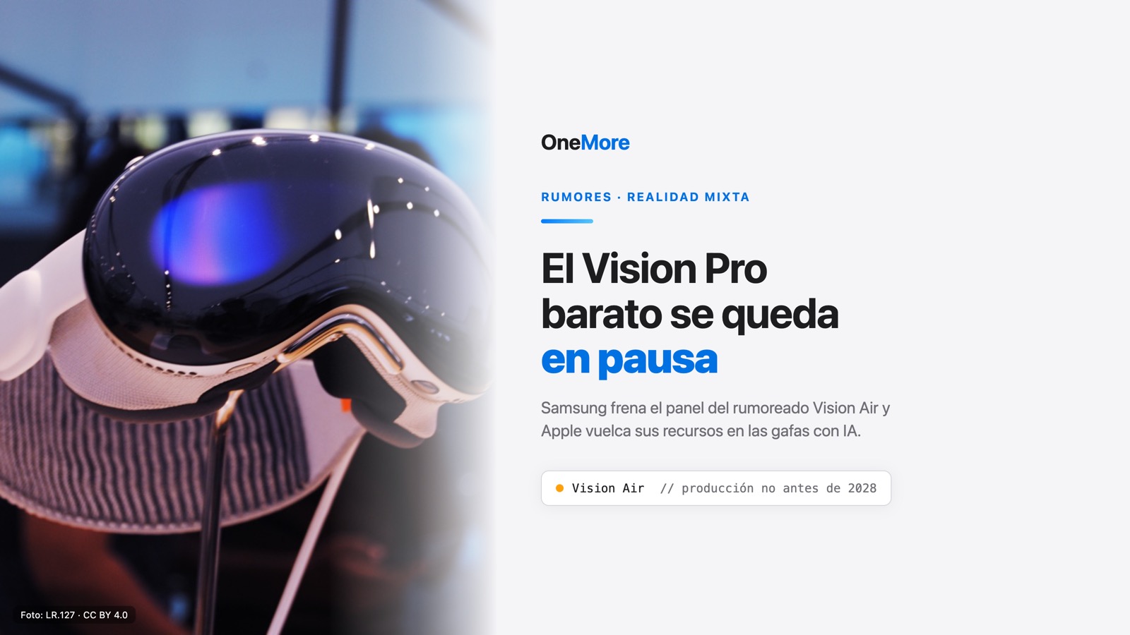Adiós (de momento) al Vision Pro barato: Samsung frena el panel y Apple mira a las gafas