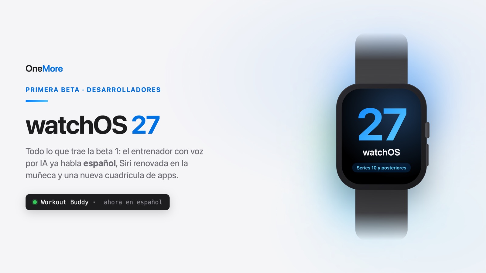 watchOS 27, primera beta: el entrenador con voz por IA ya habla español