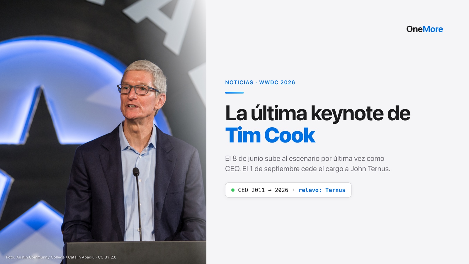 La WWDC del lunes será la última de Tim Cook como CEO de Apple